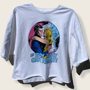 Marvel Women's Pop Art Cropped White T Shirt